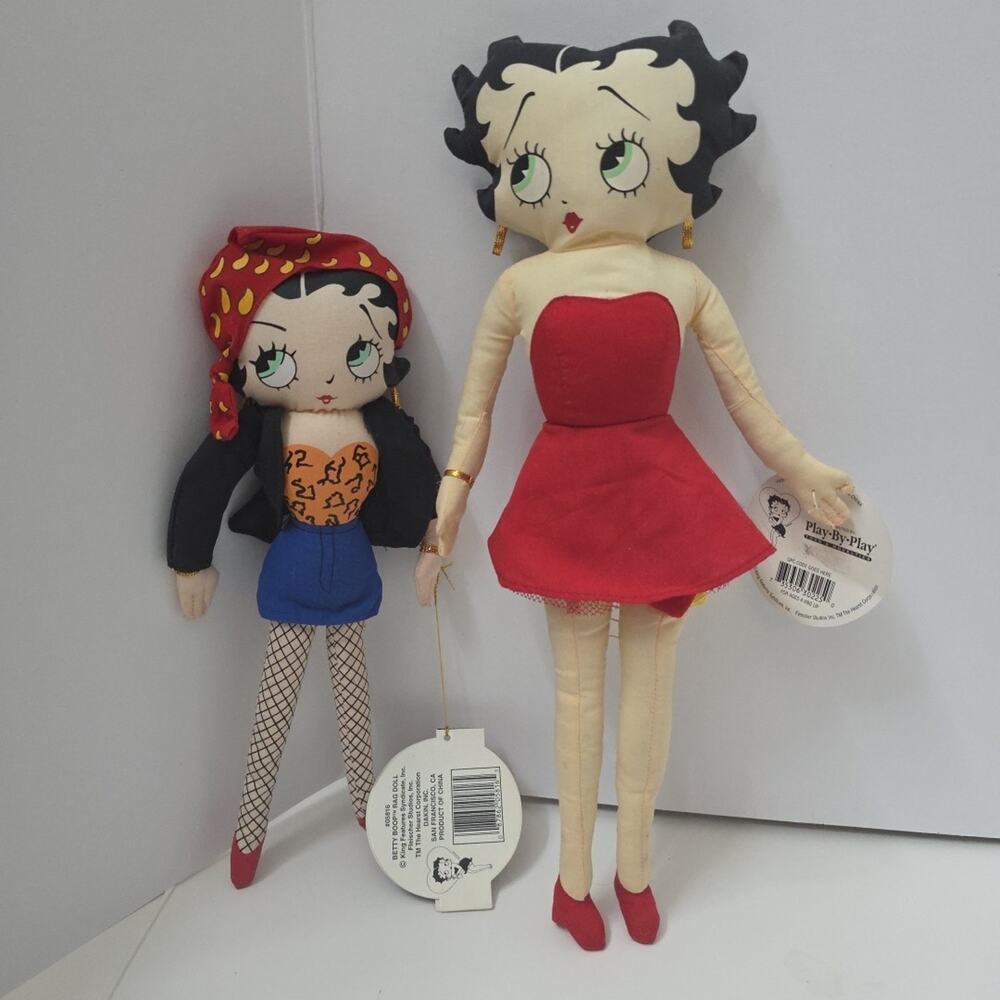 Lot Of 2 Betty Boop Plush Doll Play By Play Red Dress Fashion Dolls With Tags